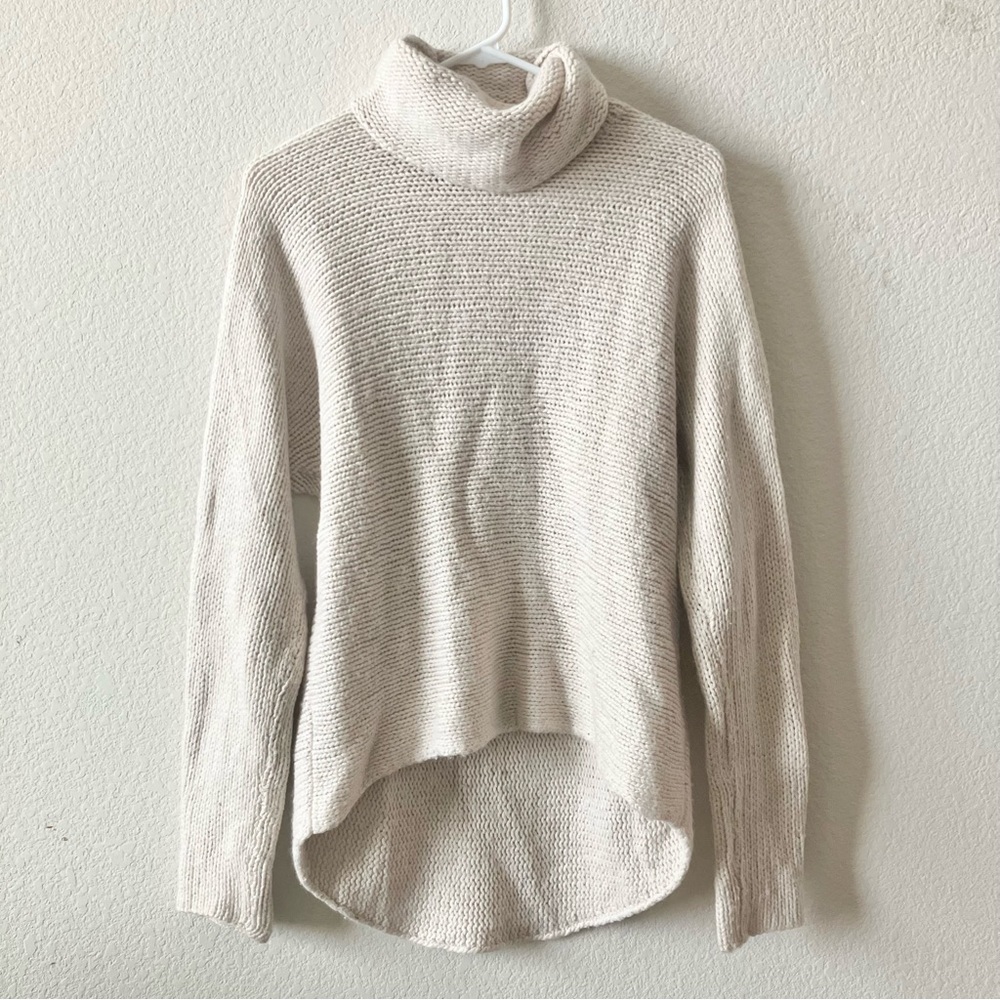 Lauren Ralph Lauren Cream Chunky Knit Oversized Cozy Preppy Turtleneck Sweater M